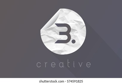 B Letter Logo With Crumpled And Torn Wrapping Paper Texture Vector.