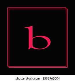 b letter logo design in black background. b letter pink color.