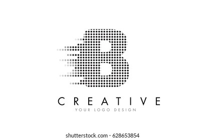 B Letter Logo Design with Black Dots and Bubble Trails.