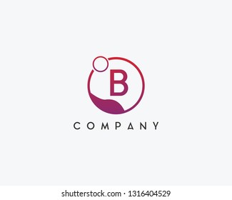 B letter logo design with circle.