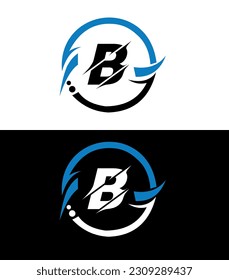 Diseño del logotipo de letra B con forma de círculo. Diseño de logotipo en forma de círculo B y cubo. Monograma B, negocios, logotipo inmobiliario. B Diseño de logotipo con un diseño único y sencillo.