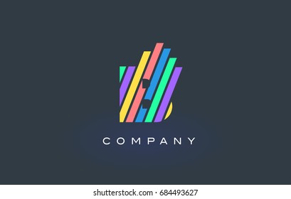 B Letter Logo Design with Colorful Rainbow Lines Vector. Rainbow Letter Icon Illustration