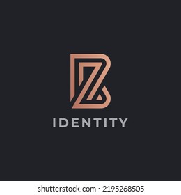B Letter logo design. Logo created with line stylistic on golden color performance.