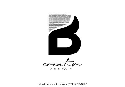 B Diseño de logotipo de carta con letra creativa b hecho de vectores de textura de texto negro. Icono gráfico B Ilustración del logotipo de la letra.