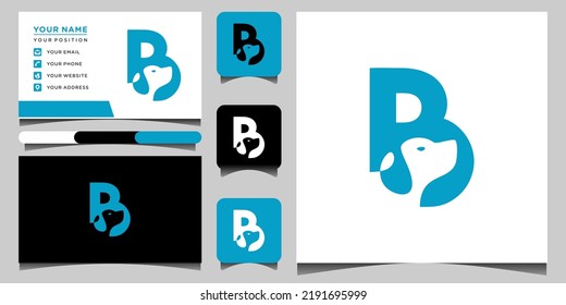 B Letra Diseño de Logotipo Dog Monograma plantilla de vectores de iconos. logotipo perro y tarjeta de visita Premium Vector