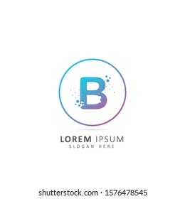 B Letter Logo Design With Dots and Circle element