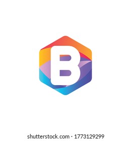 B letter logo design with hexagon and gradient.B letter logo vector.B letter logo