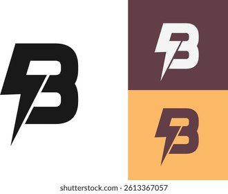 B Letter Logo Design With Lighting Thunder Bolt. Electric Bolt Letter Logo design