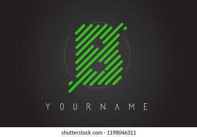 B Letter Logo Design made of Neon Green Lines Vector Illustration