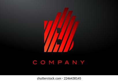 B Diseño de logotipo con vectores de líneas arcoiris rojas. Ilustración de icono de letra arco iris