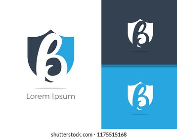B letter logo design, letter B in shield vector icon.