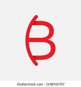 B letter logo design vector illustrator with smiley style, red color emblem