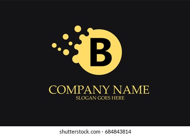 B Letter Logo Design with Yellow Dots
