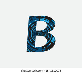 B Letter Logo. Dotted B Letter Design with geometric shape ,perfect for technology,software, network and science brand.