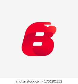 B letter logo with eagle head silhouette. Vector italic font perfect for sport identity, luxury posters and real estate company, etc.