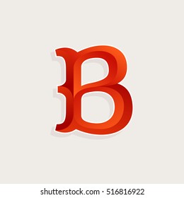 B letter logo in elegant circus faceted style. Slab serif font. Vintage vector typeface for labels, headlines, posters, cards etc.