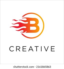 B letter logo, fire flames logo design.