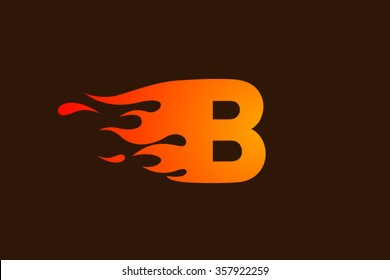 B letter logo, fire flames logo design.