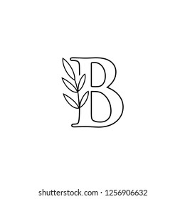 B Letter Logo With Flower Line Art