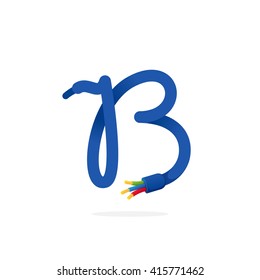 B-Buchstaben-Logo, das durch ein elektrisches Kabel gebildet wird. Vectordesign-Vorlagenelemente für Ihre Anwendung oder Unternehmensidentität.