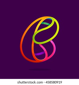 B letter logo formed by glowing neon line. Font style, vector design template elements for your application or corporate identity.