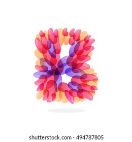 B letter logo formed by watercolor splashes. Brush stroke pattern. Vector elements for posters, t-shirts and cards.