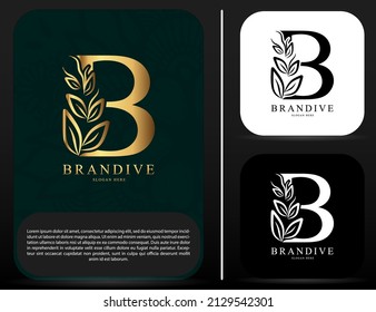 B Letter Logo. Gold Letter Design Vector with Golden Luxury Colors, for Restaurant, Royalty, Boutique, Cafe, Hotel, Heraldic, Jewelry, Fashion and other