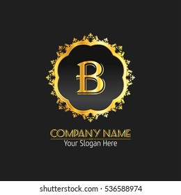 B Letter logo, Golden Monogram design elements, line art logo. Beautiful Boutique Logo Designs, Business sign, Restaurant, Royalty, Cafe, Hotel, Heraldic, Jewelry, Fashion, Wine. Vector illustration