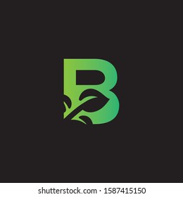 B Letter Logo Green Leaf Line Stock Vector (Royalty Free) 1587415150