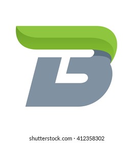 B letter logo with green leaf. Font style, ecology vector design template elements for your application or corporate identity.