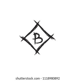 B Letter logo hand drawn stroke design 