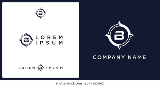 B letter logo and icon with abstract compas, vector template