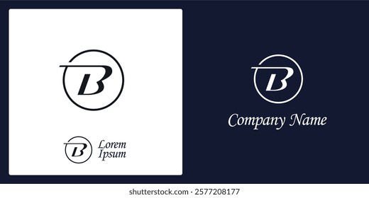 B Letter Logo and icon with circle, editable vector