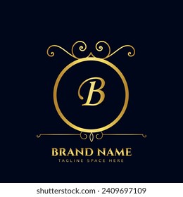 B letter logo, Letter B logo, B letter icon Design with black background. Luxury B letter