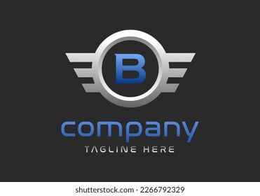 B Buchstabenlogo in einem Flügelring.
