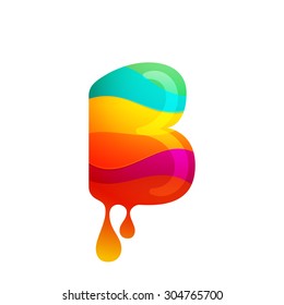 B letter logo with juice splash, waves and drops. Vector design template elements for your application or corporate identity.