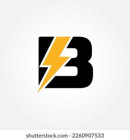 Logotipo De Letra B Con Diseño De Vector De Tornillos De Truco Lightning. Ilustración del vector de logotipo de la letra B del tornillo eléctrico.