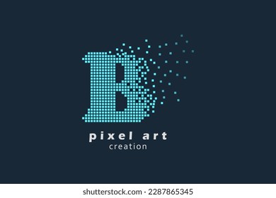 B letter logo. Logotype vector design. collection pixel art