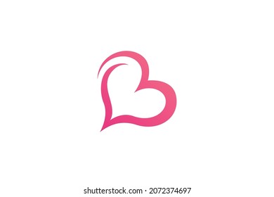 B Letter Logo Love And Heart