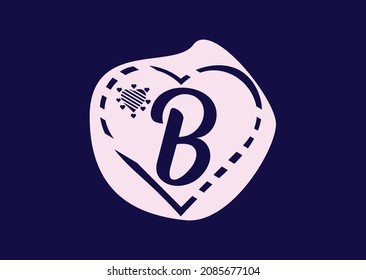 B letter logo with love icon, valentines day design template