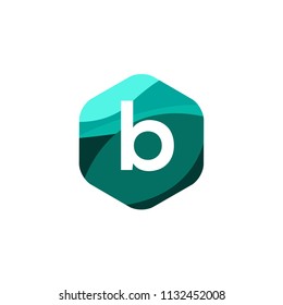 
B Letter Logo With Low poly Rounded Hexagon Background