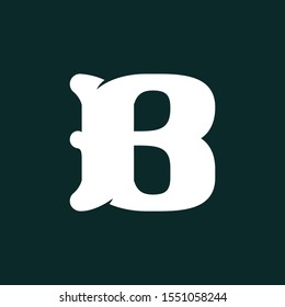 B letter logo made of bones. Vector flat style font for horror labels, posters etc.