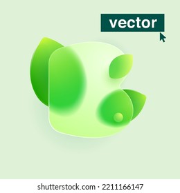 Logo de la letra B hecho de hojas verdes bajo vidrio mate. Estilo de Glasmorfismo Realista. Icono de translúcido borroso vectorial. Emblema transparente ecológico para publicidad agrícola, reciclaje de residuos, alimentos saludables.