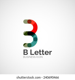 B letter logo, minimal line design, business icon