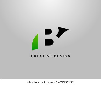 B Letter Logo. Modern Abstract of Hidden B With Simple Leave Shape. Eco Nature Concept Design.