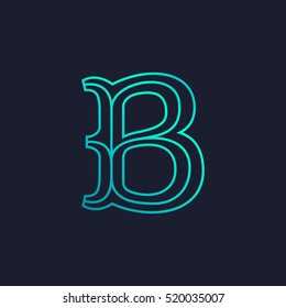 B letter logo. Mono line Slab serif retro type. Vector font for your fashion poster, jewelry banner, boutique card etc.  