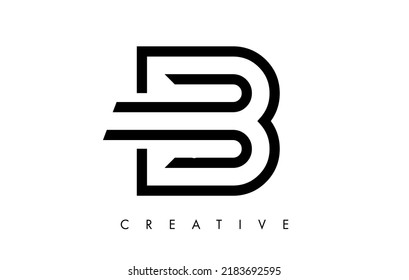 B Letter Logo Monogram with Black and White Lines and Minimalist Design Vector. Creative Modern Letter B Icon Sign Illustration.