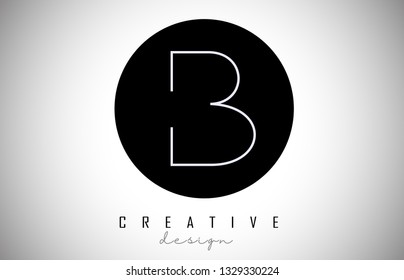 B Letter Logo Monogram Design. Creative B Letter Icon on Black Circle Vector Illustration.
