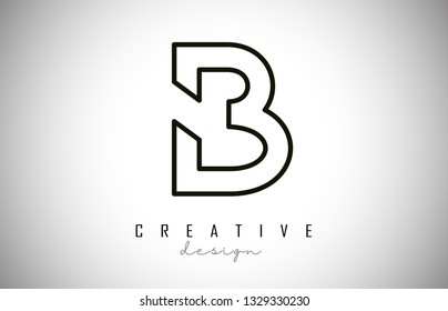 B Letter Logo Monogram Design. Creative B Letter Icon with Black Lines Vector Illustration.