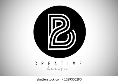 B Letter Logo Monogram Design. Creative B Letter Icon on Black Circle Vector Illustration.
